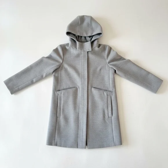 ASOS Petite Gray Slim Hooded Coat with Zip Front | Womens US 4 (Petite) - Picture 5 of 11